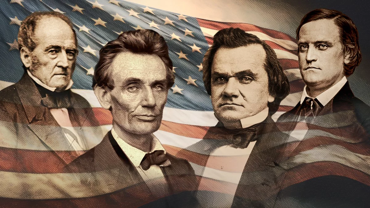 Od lewej: John Bell, Abraham Lincoln, Stephen A. Douglas, John C. Breckinridge