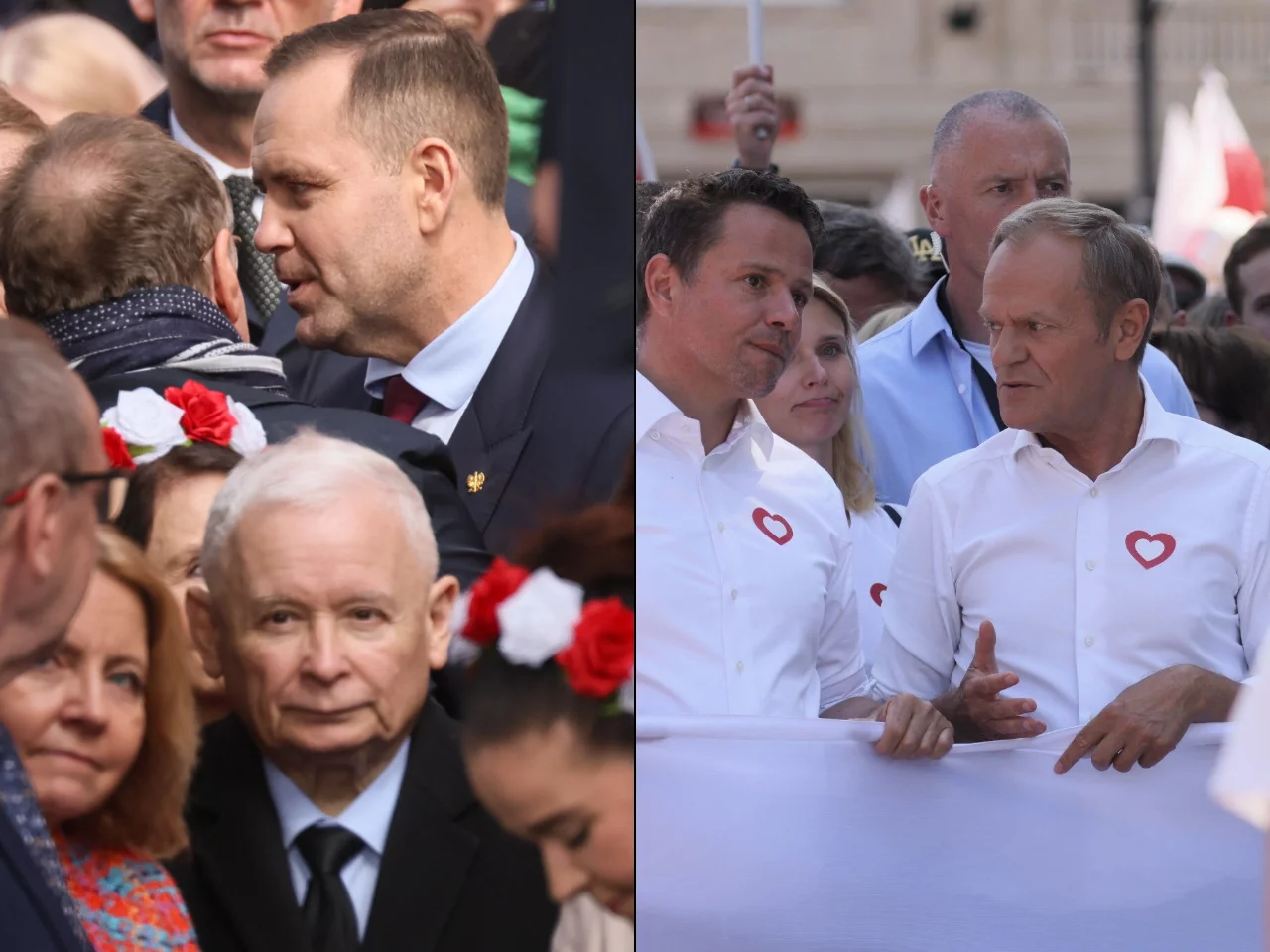 Karol Nawrocki, Jarosław Kaczyński, Rafał Trzaskowski, Donald Tusk