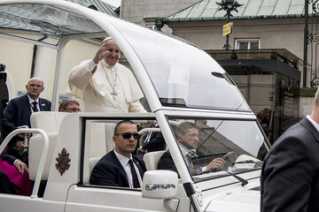 Papież Franciszek podczas wizyty w Polsce