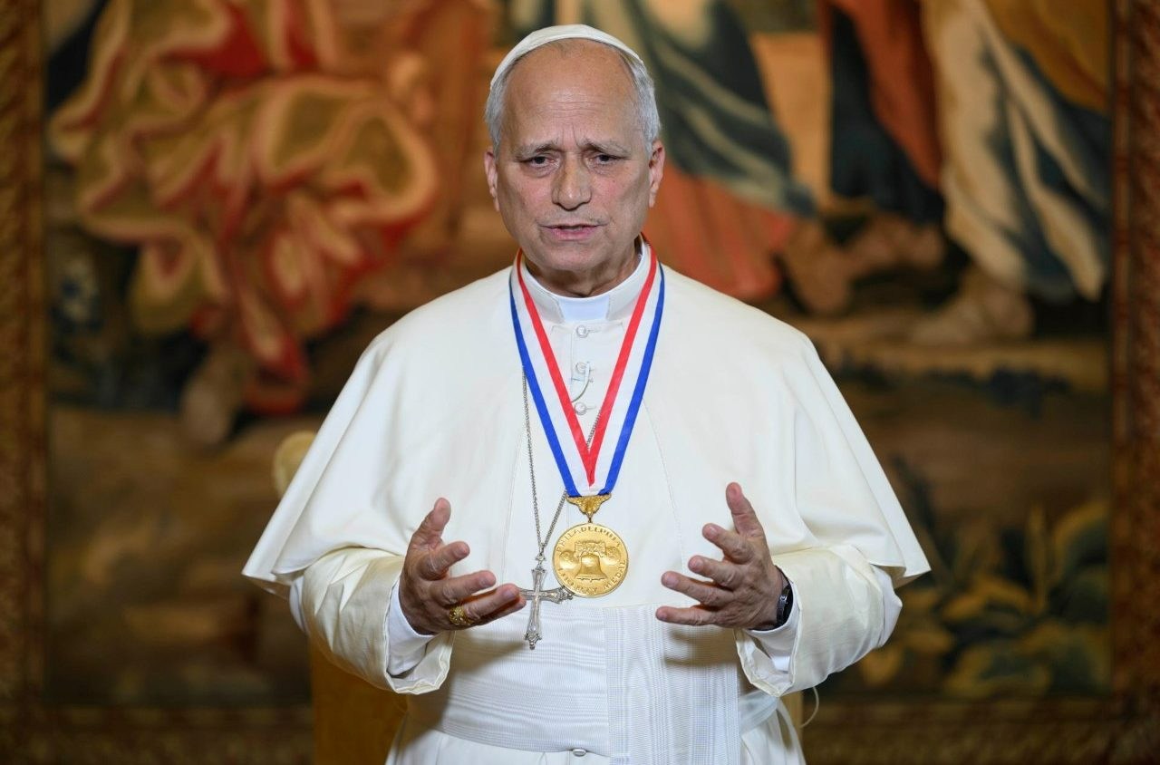 Papież Leon XIV z Medalem Wolności USA