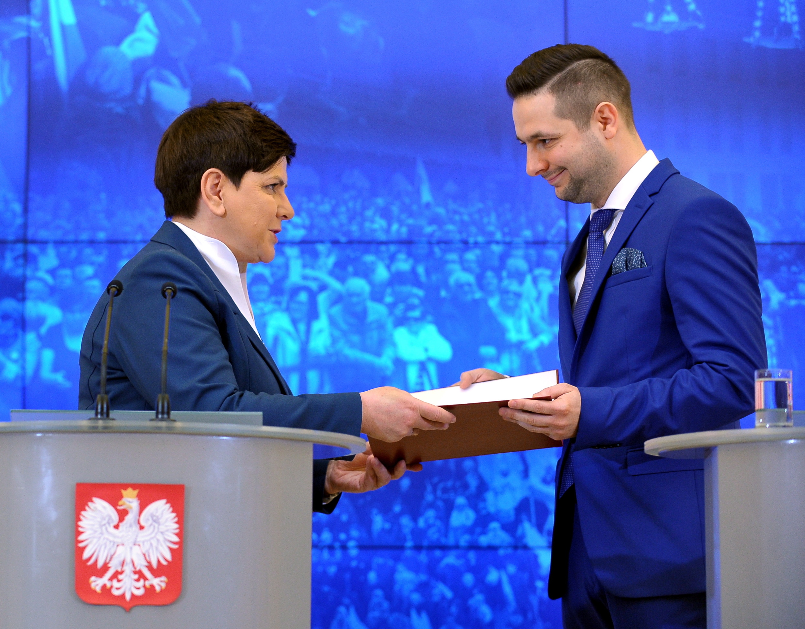 Premier Beata Szydło i wiceminister sprawiedliwości Patryk Jaki
