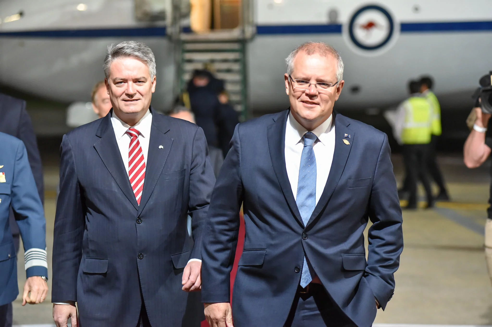 Premier Australii Scott Morrison (po prawej) podczas szczytu państw G20