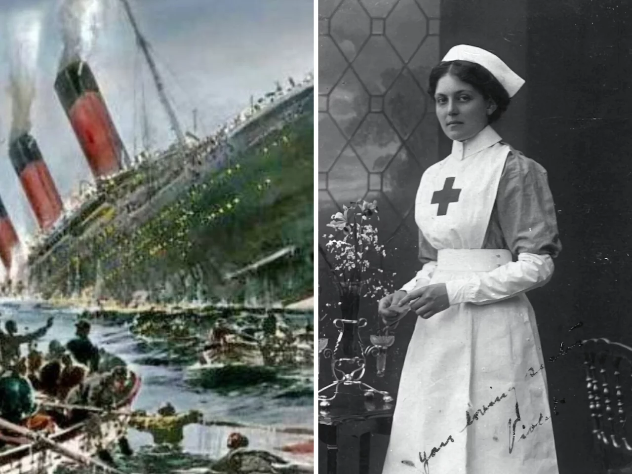 Tonący "Titanic" oraz Violet Jessop, która przeżyła katastrofę
