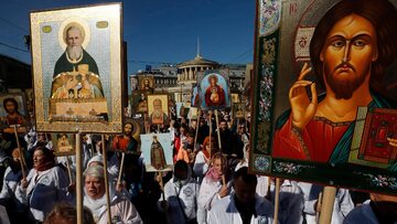 Petersburg. Procesja ortodoksyjnych wyznawców prawosławia