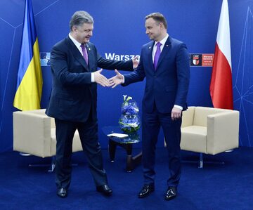 Petro Poroszenko (b. prezydent Ukrainy) i Andrzej Duda (prezydent RP)