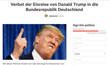 Petycja ws. Donalda Trumpa na stronie change.org