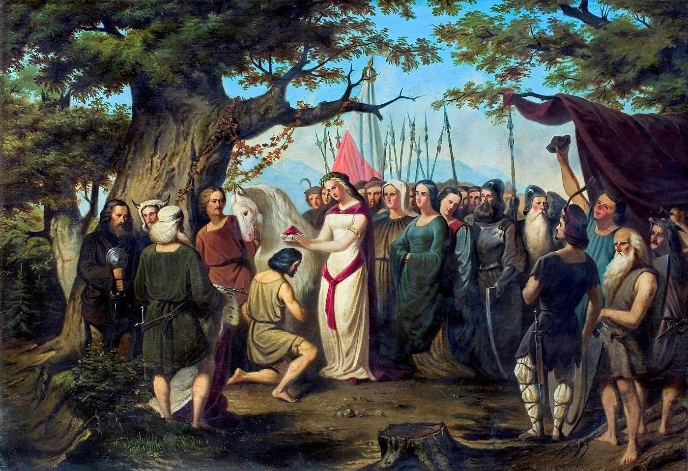 Ludwik Patek - Scena historyczna z Mieszkiem i Dobrawą