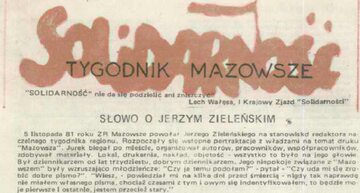 Pierwsza strona "Tygodnika Mazowsze". Nr 2/1982