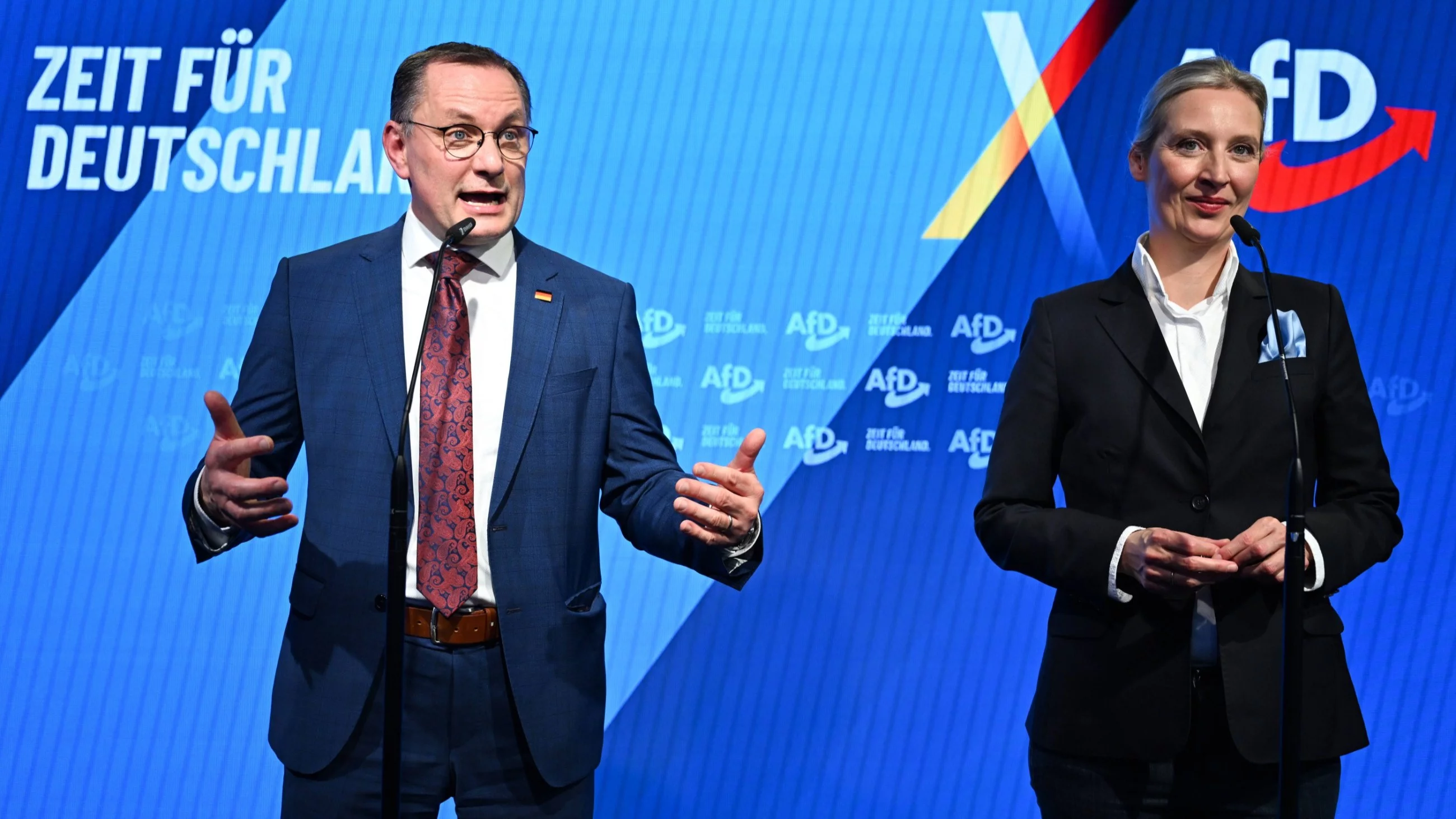 Liderzy AfD: Tino Chrupalla i Alice Weidel