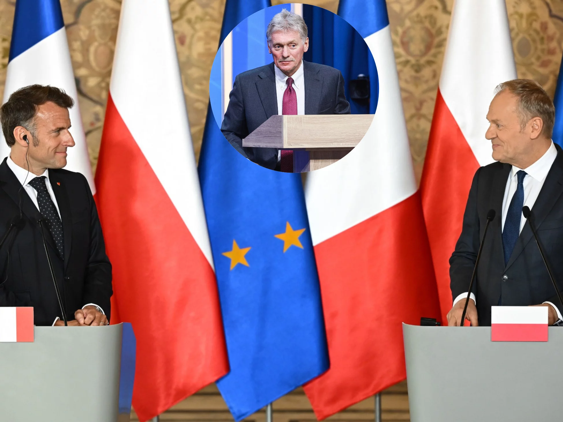 Emmanuel Macron , Donald Tusk , Dmitrij Pieskow