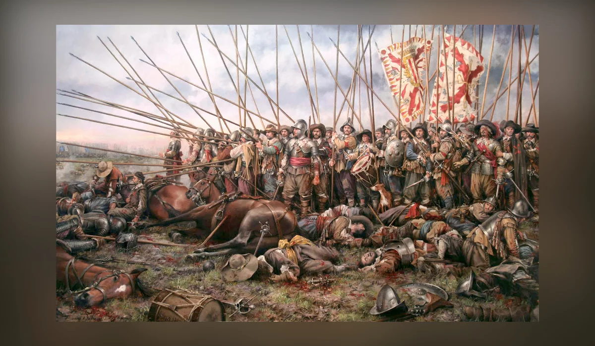Pikinierzy podczas bitwy pod Rocroi (1643), na obrazie Augusto Ferrer-Dalmau