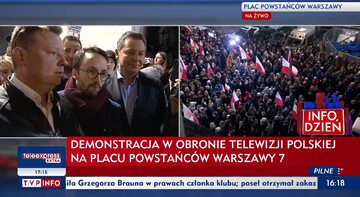 Plac Powstańców Warszawy. Protest sympatyków TVP