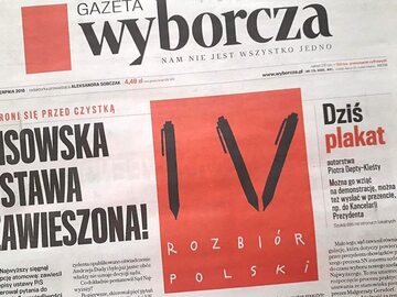 Plakat "IV rozbiór Polski" w "Gazecie Wyborczej"