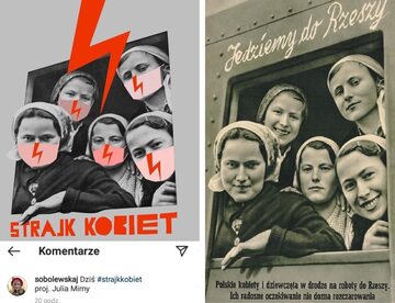 Plakat wykorzystany przez Strajk Kobiet to propaganda III Rzeszy