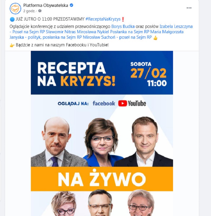 Platforma Obywatelska zaprasza na konferencję z udziałem m.in. przewodniczącego PO Borysa Budki.