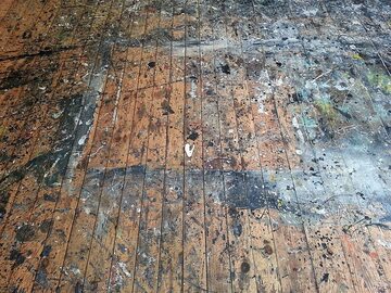 Podłoga w studiu malarskim Jacksona Pollocka