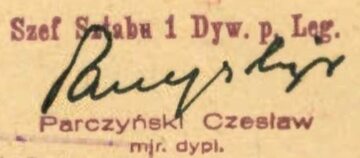 Podpis Czesława Parczyńskiego