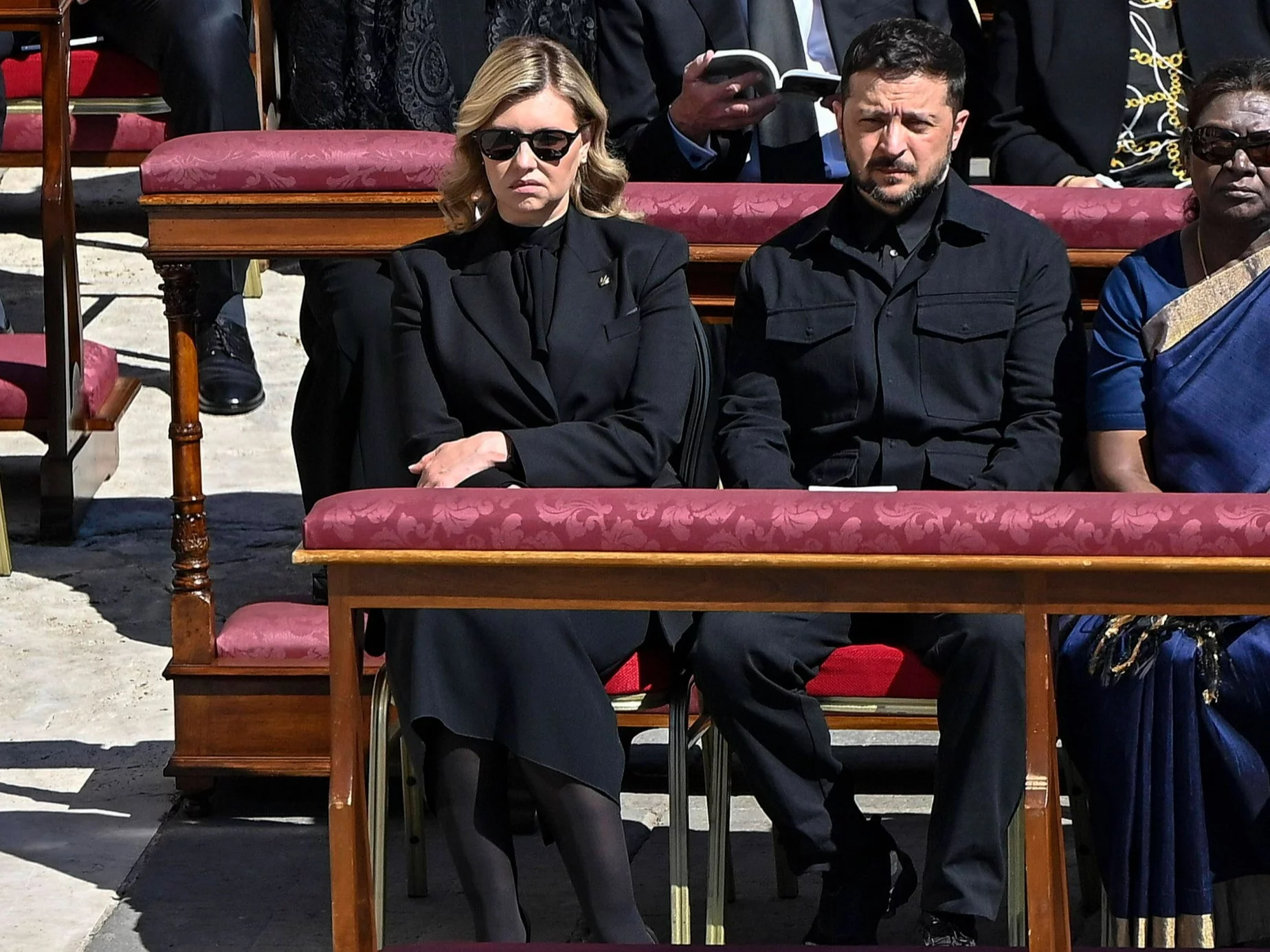 Ołena i Wołodymyr Zełenscy na pogrzebie papieża Franciszka