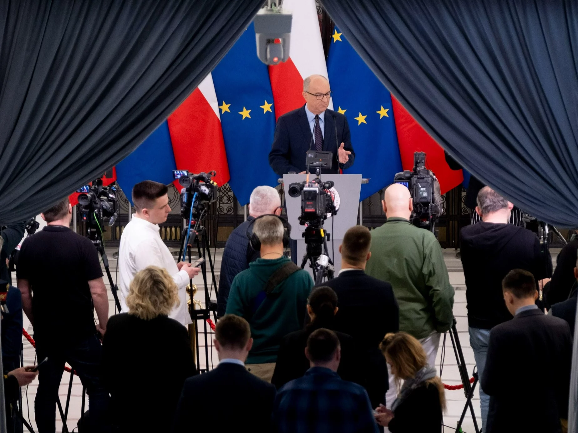 Włodzimierz Czarzasty podczas konferencji prasowej w Sejmie