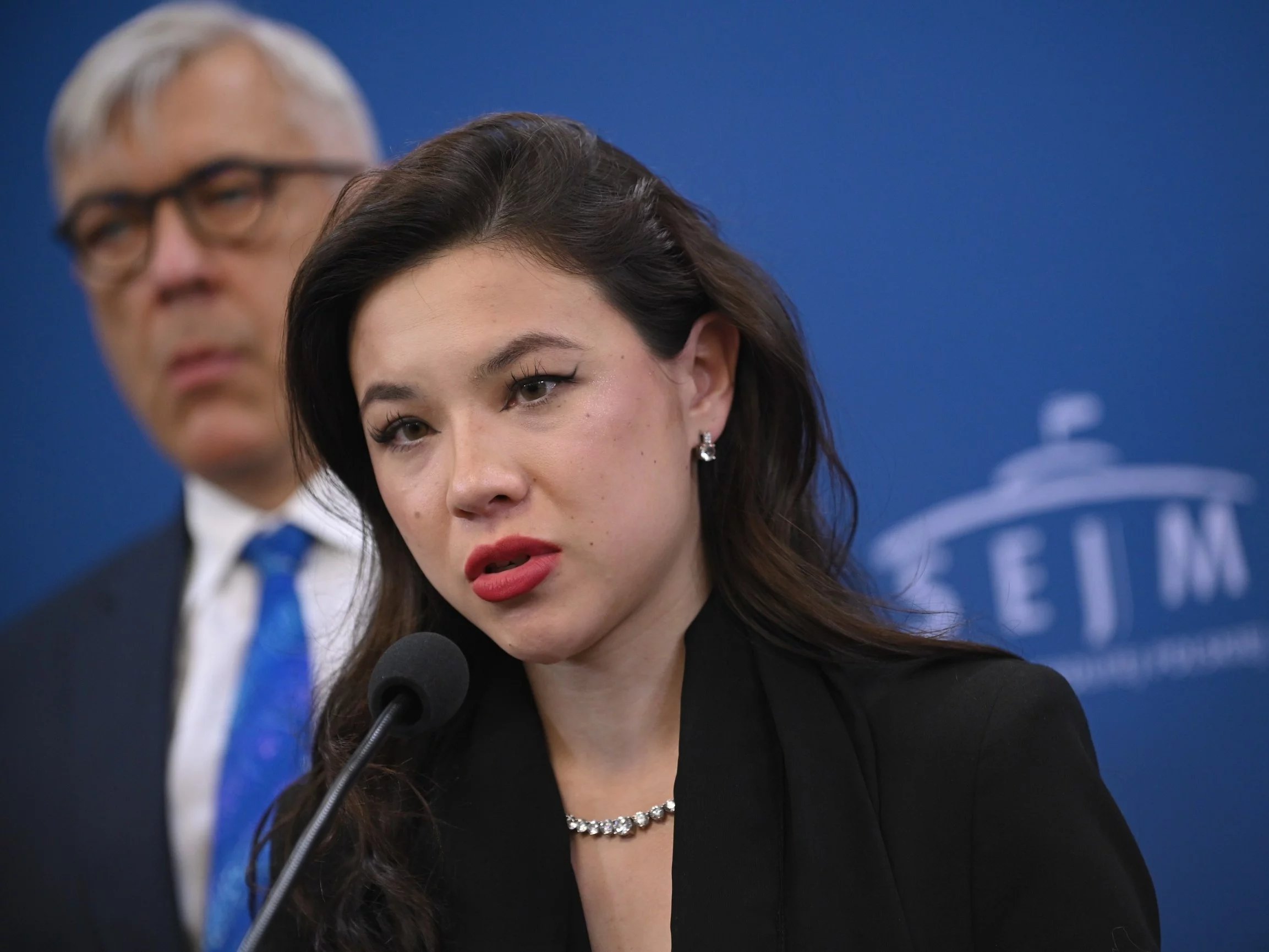 Poseł KO Aleksandra Uznańska-Wiśniewska na konferencji prasowej w Sejmie
