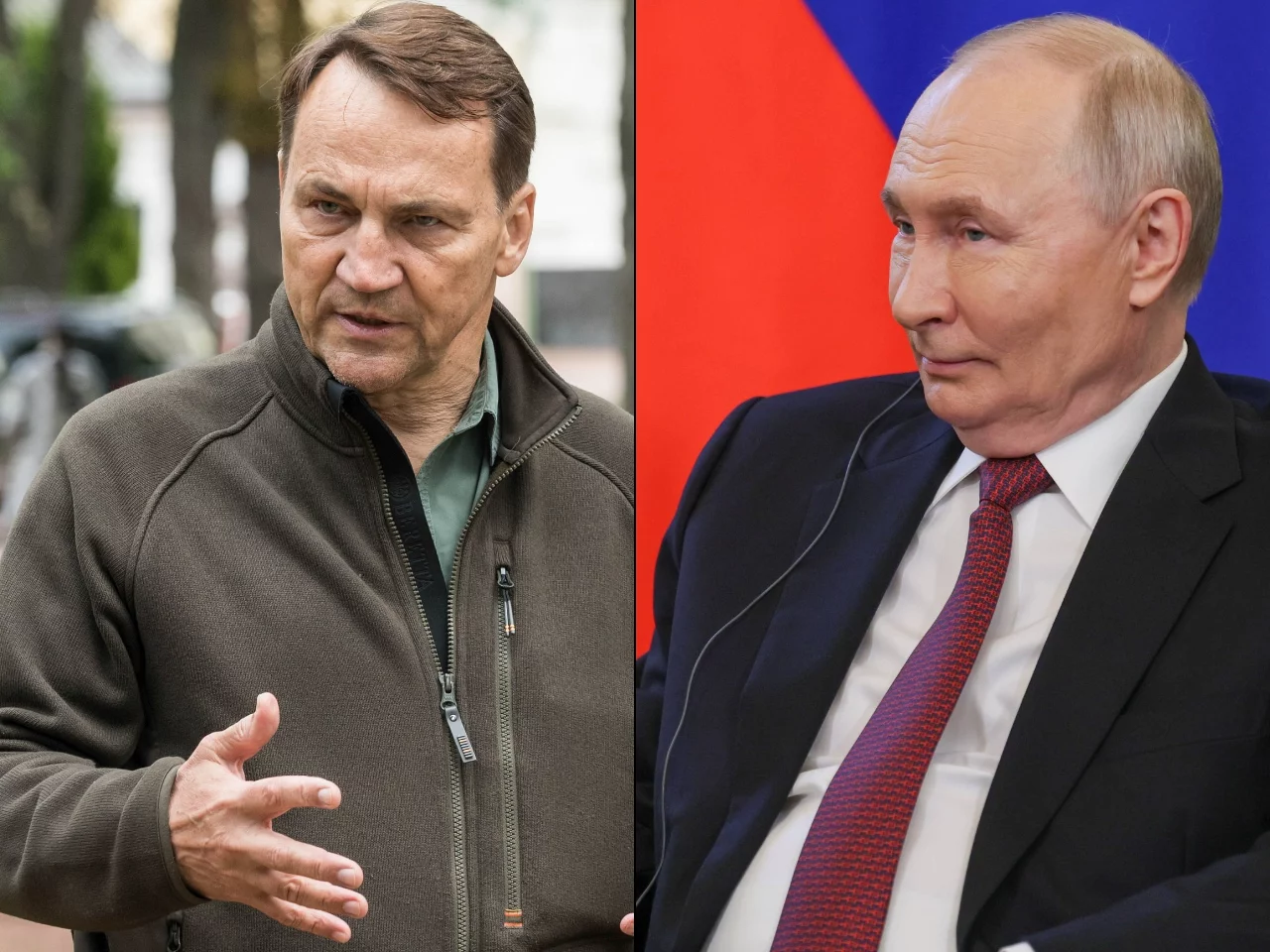 Szef MSZ Radosław Sikorski, prezydent Rosji Władimir Putin