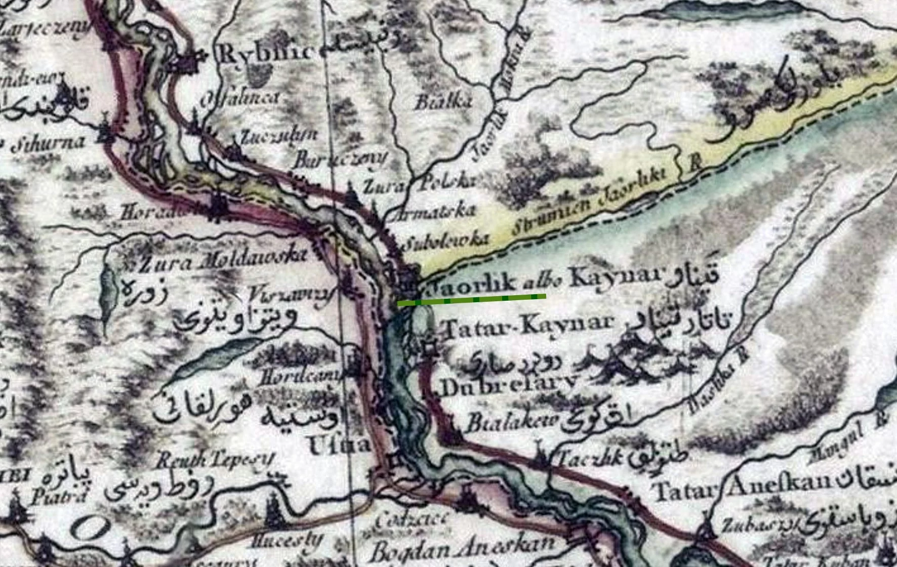 Pogranicze polsko-tureckie na mapie Rzeczypospolitej z 1667 r.
Widać na niej Raszków, Rybnicę i Jahorlik