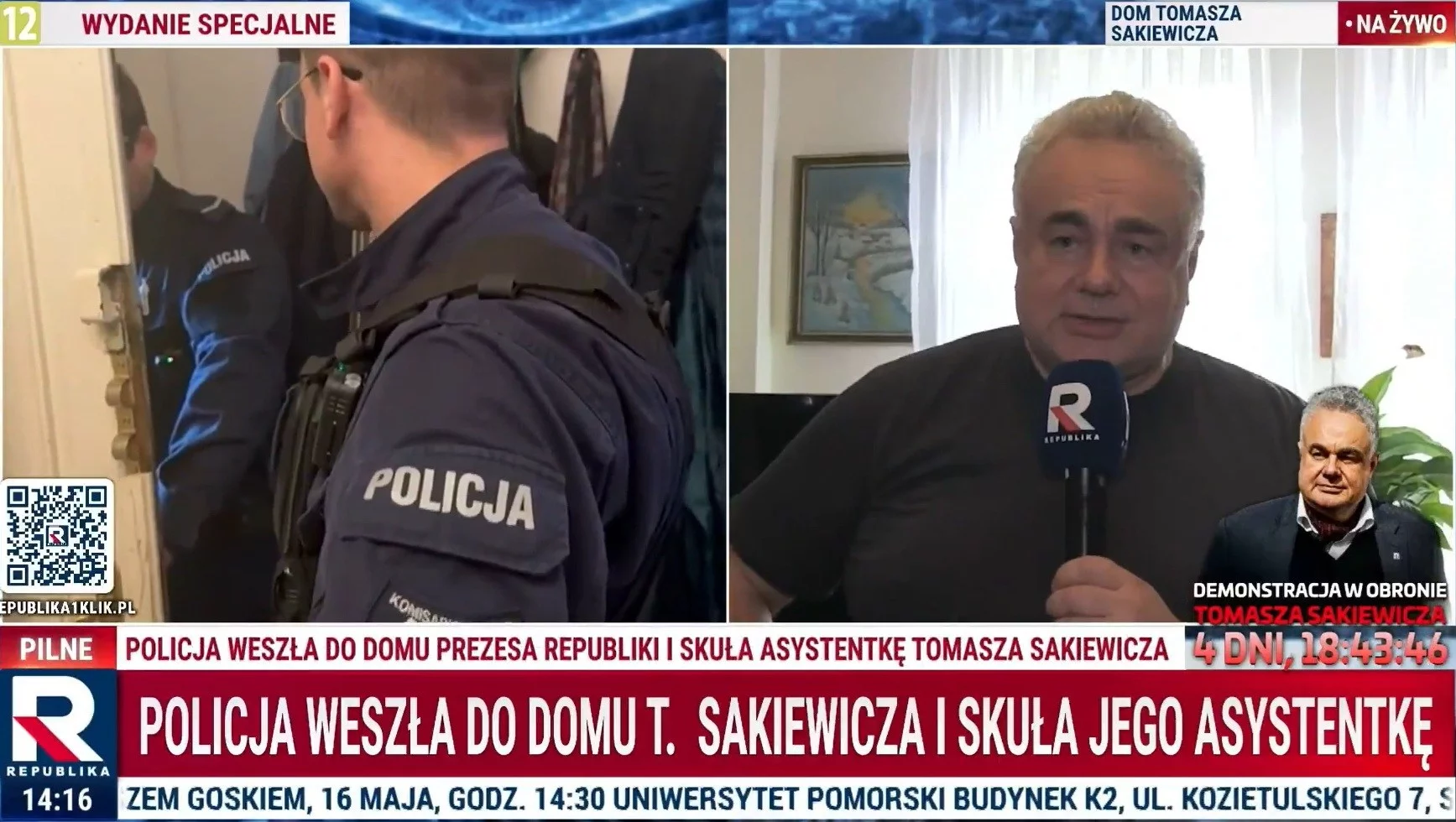 Policja weszła do mieszkania Tomasza Sakiewicza