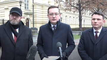 Politycy Konfederacji: poseł Grzegorz Braun, poseł Robert Winnicki, Sławomir Mentzen