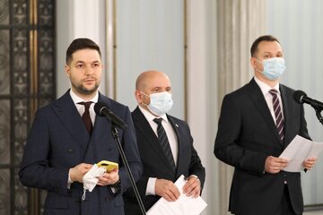 Politycy Solidarnej Polski: Patryk Jaki, Mariusz Gosek, Mariusz Kałużny