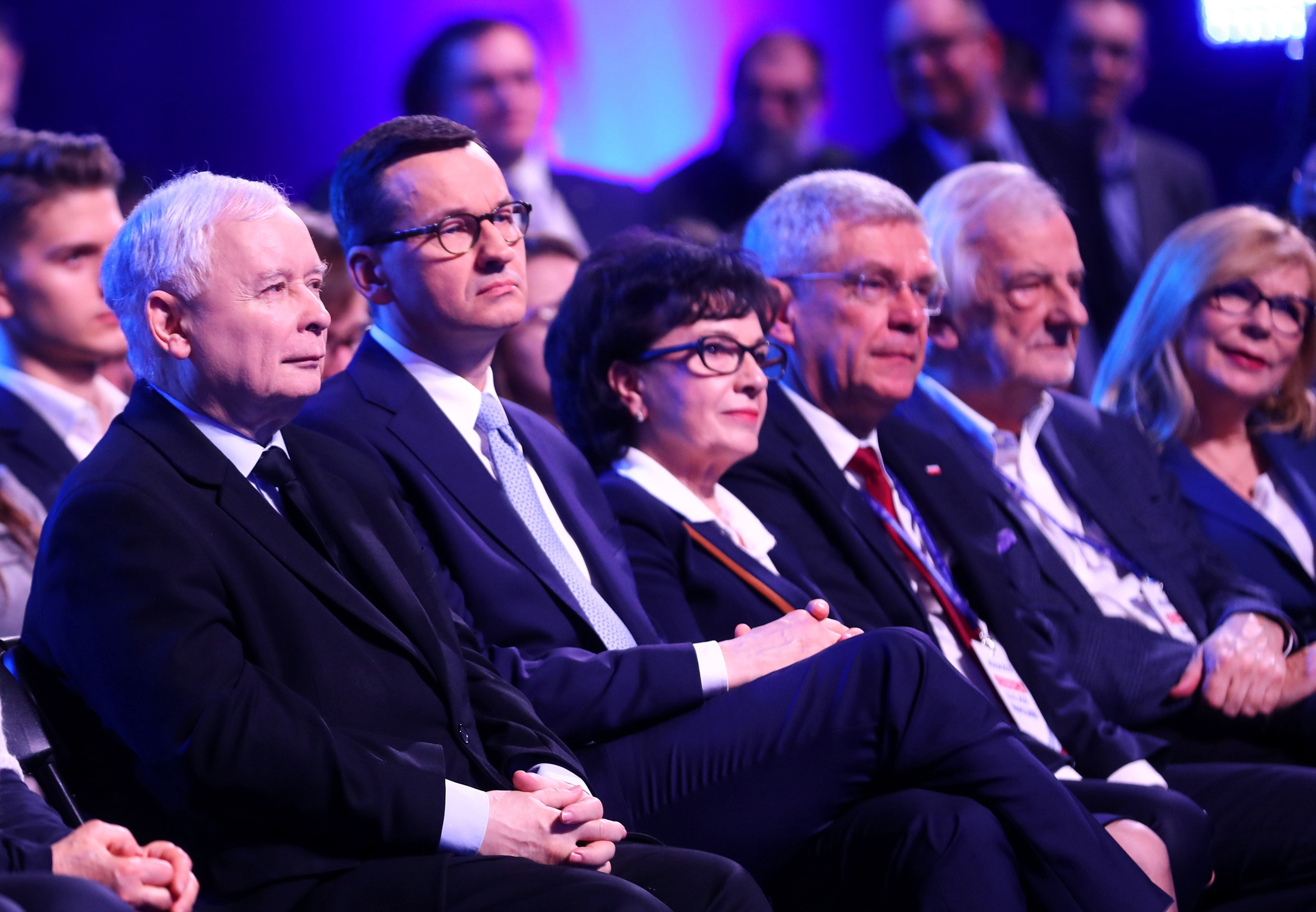 Premier Mateusz Morawiecki, prezes PiS Jarosław Kaczyński, wicemarszałkowie Sejmu Małgorzata Gosiewska, Ryszard Terlecki, Marszałek Sejmu Elżbieta Witek