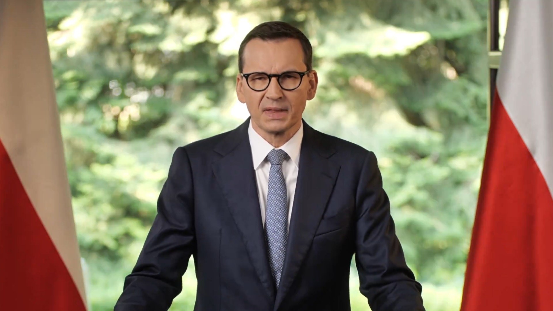 Premier Mateusz Morawiecki podczas orędzia