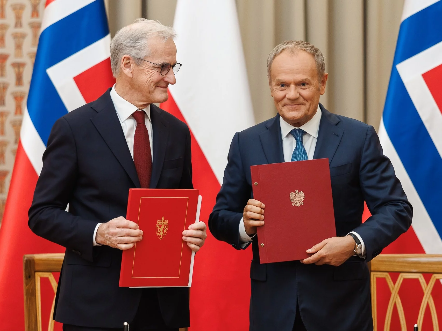 Premier Norwegii Jonas Gahr Store i premier Polski Donald Tusk