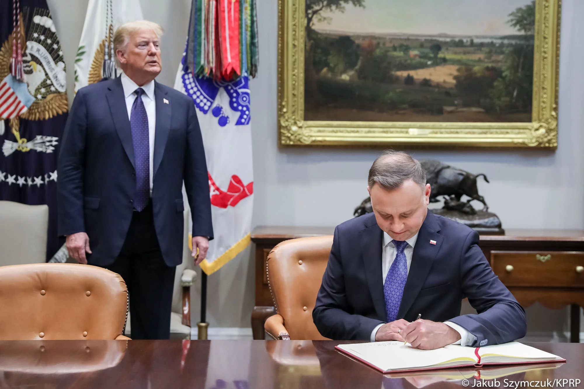 Prezydent RP Andrzej Duda z prezydentem USA Donaldem Trumpem w Białym Domu