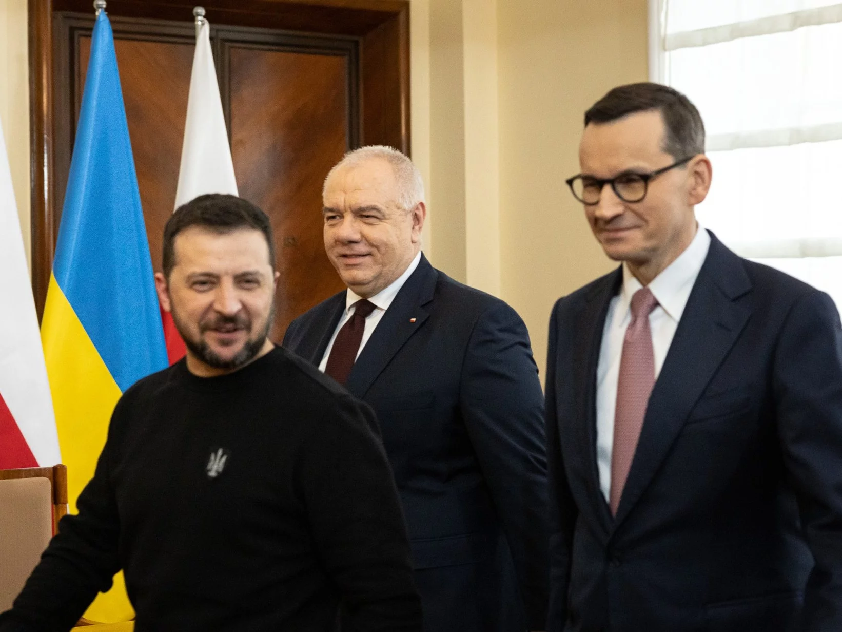 Wołodymyr Zełenski, Jacek Sasin i Mateusz Morawiecki