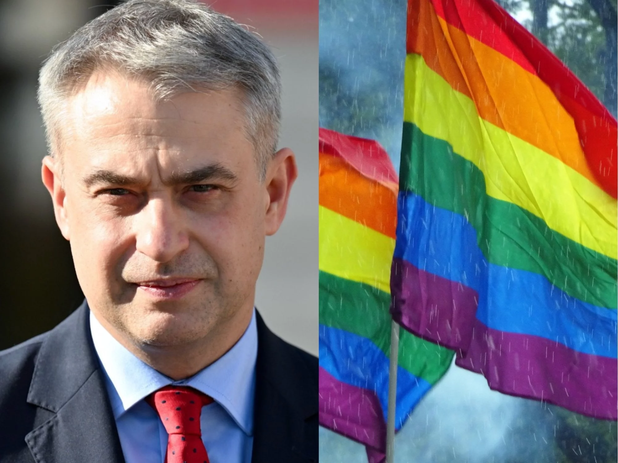 Wicepremier, minister cyfryzacji Krzysztof Gawkowski, flagi LGBT