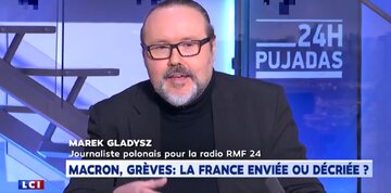 Polski dziennikarz Marek Gładysz we francuskiej telewizji LCI