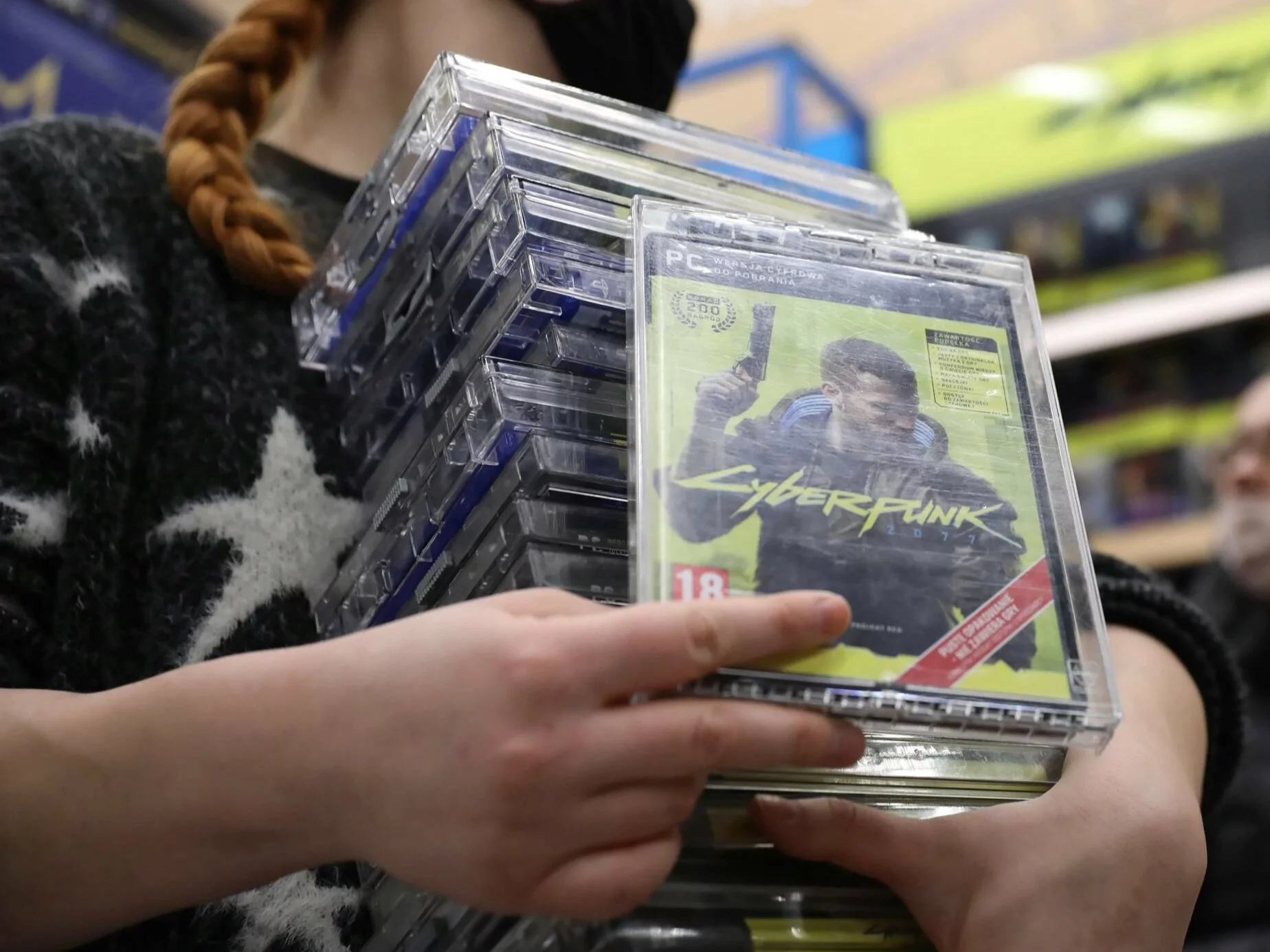 Komputerowa fabularna gra akcji "Cyberpunk 2077" w salonie prasowym w Warszawie