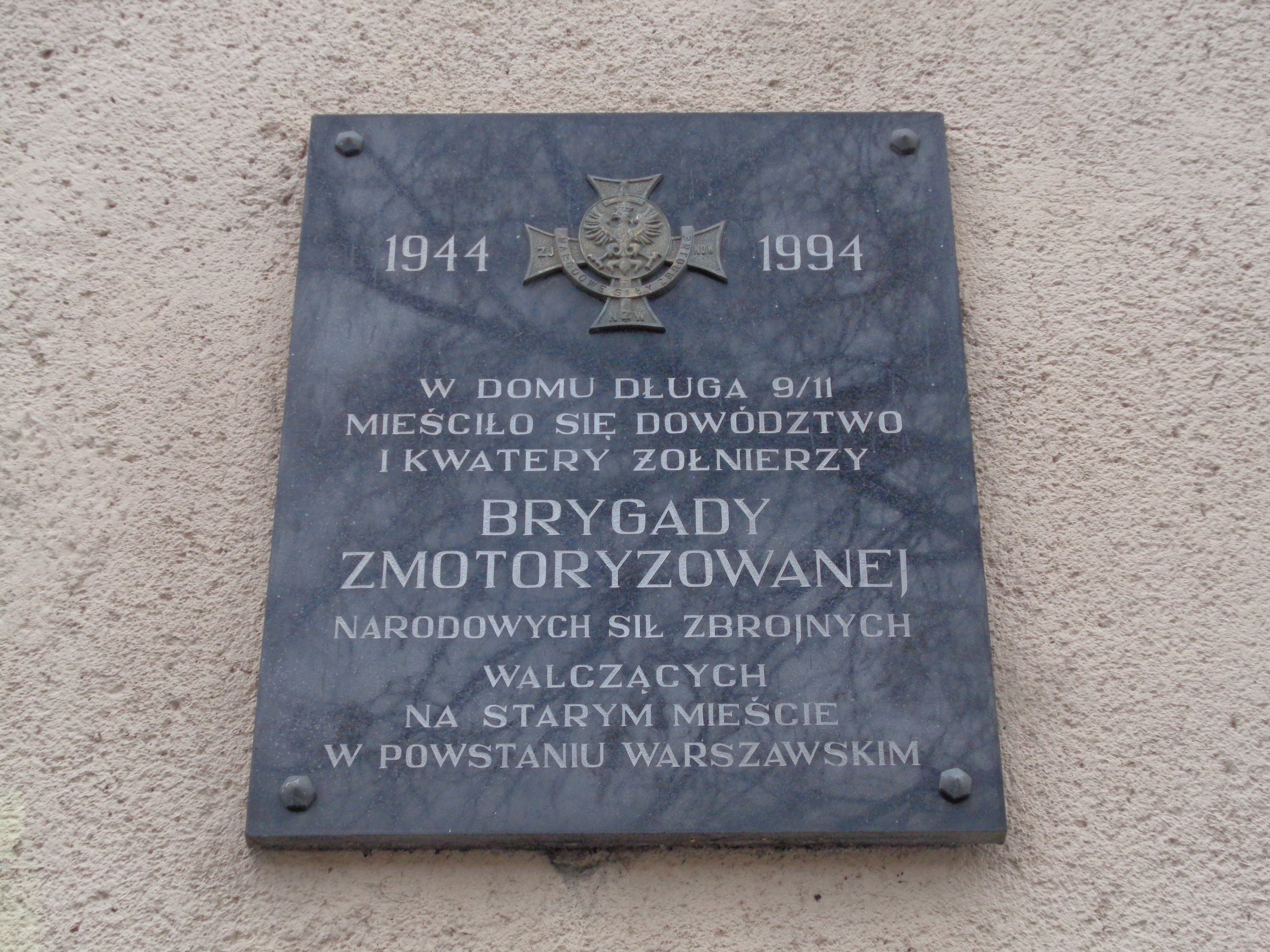 Warszawa-plaque of National Armed Forces brigade lodging