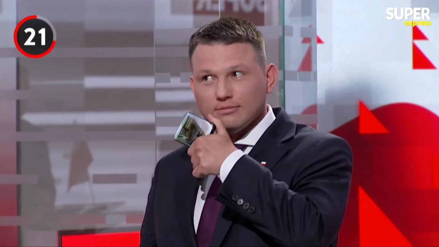 Sławomir Mentzen podczas debaty prezydenckiej w "Super Expressie"