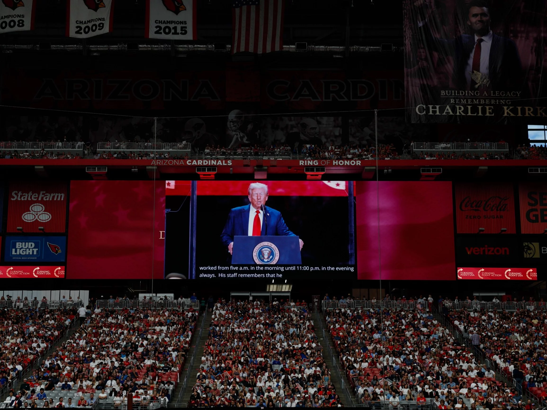 Prezydent Donald Trump na pogrzebie Charliego Kirka