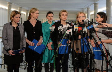Posłanki Nowoczesnej podczas konferencji prasowej w Sejmie