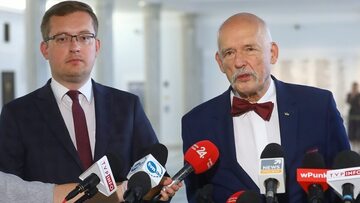 Posłowie Konfederacji: Janusz Korwin-Mikke i Robert Winnicki