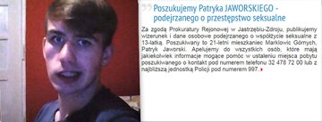 Poszukiwany przez policję Patryk Jaworski