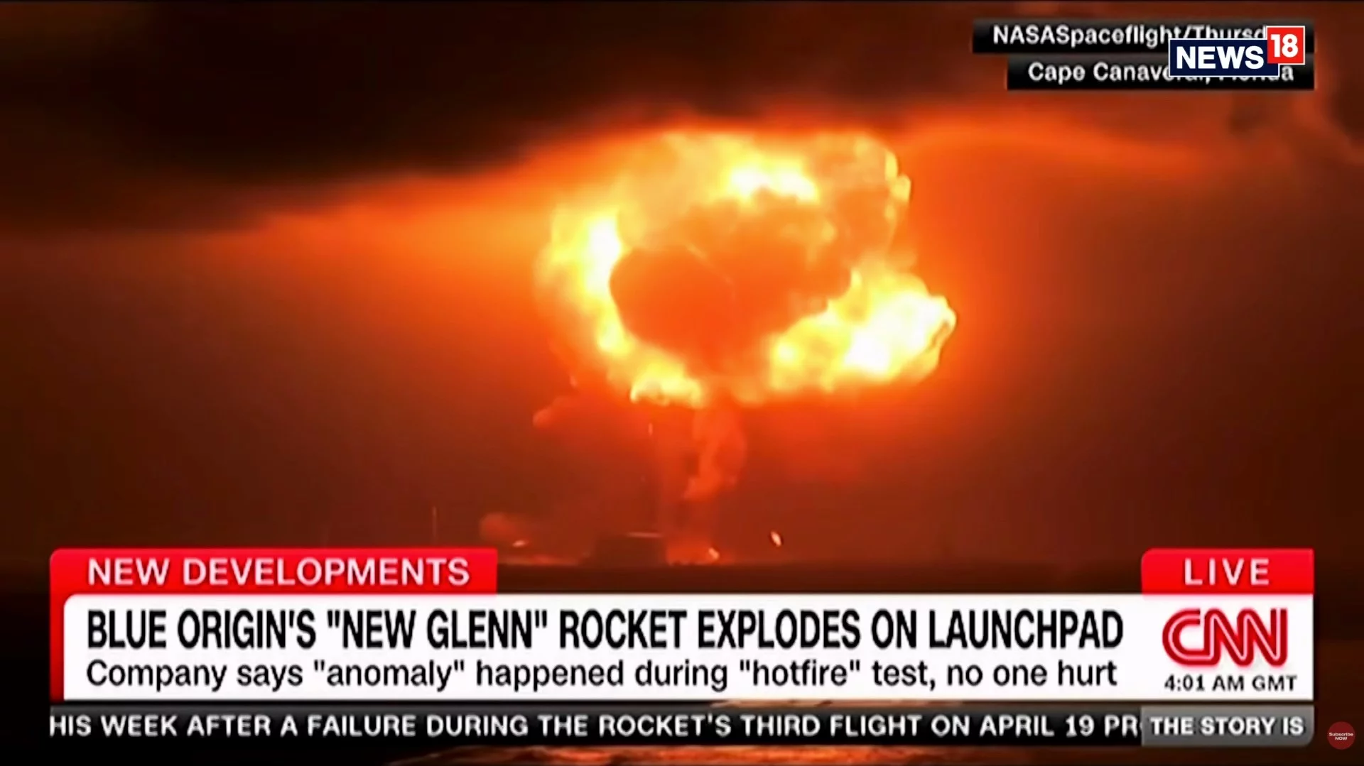 Wybuch rakiety New Glenn firmy Blue Origin