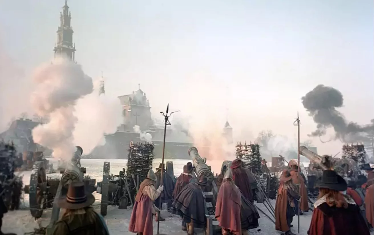 Kadr z filmu "Potop" - Szwedzi oblegają Jasną Górę