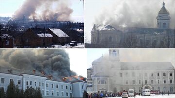 Pożar w dawnym kolegium ojców Jezuitów w Chyrowie