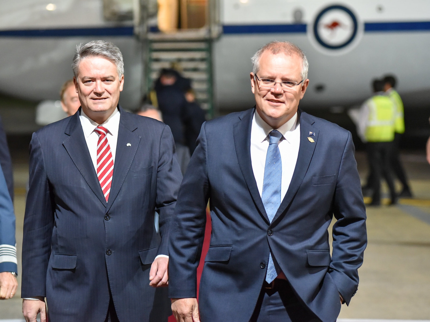 Premier Australii Scott Morrison (po prawej) podczas szczytu państw G20