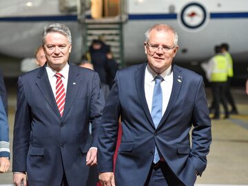 Premier Australii Scott Morrison (po prawej) podczas szczytu państw G20