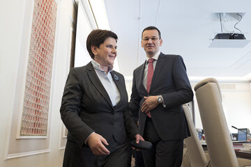 Premier Beata Szydło i minister Mateusz Morawiecki