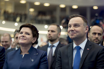 Premier Beata Szydło i prezydent Andrzej Duda podczas Kongresu 590